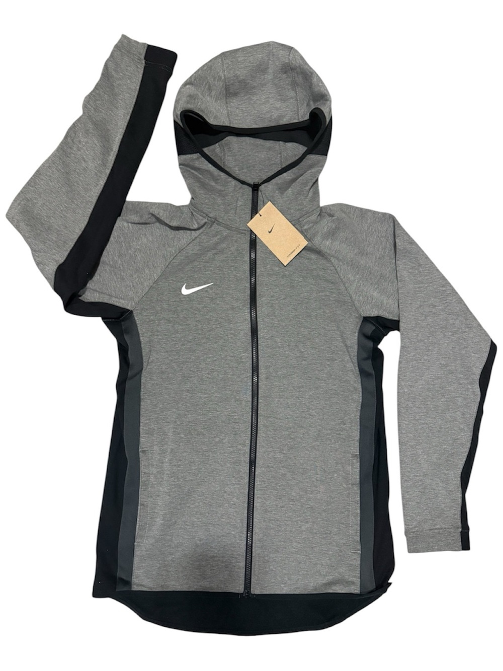 Nike Basketball Therma Flex Showtime Hoodie Gray FD1132-032 Men's Size Small Zip